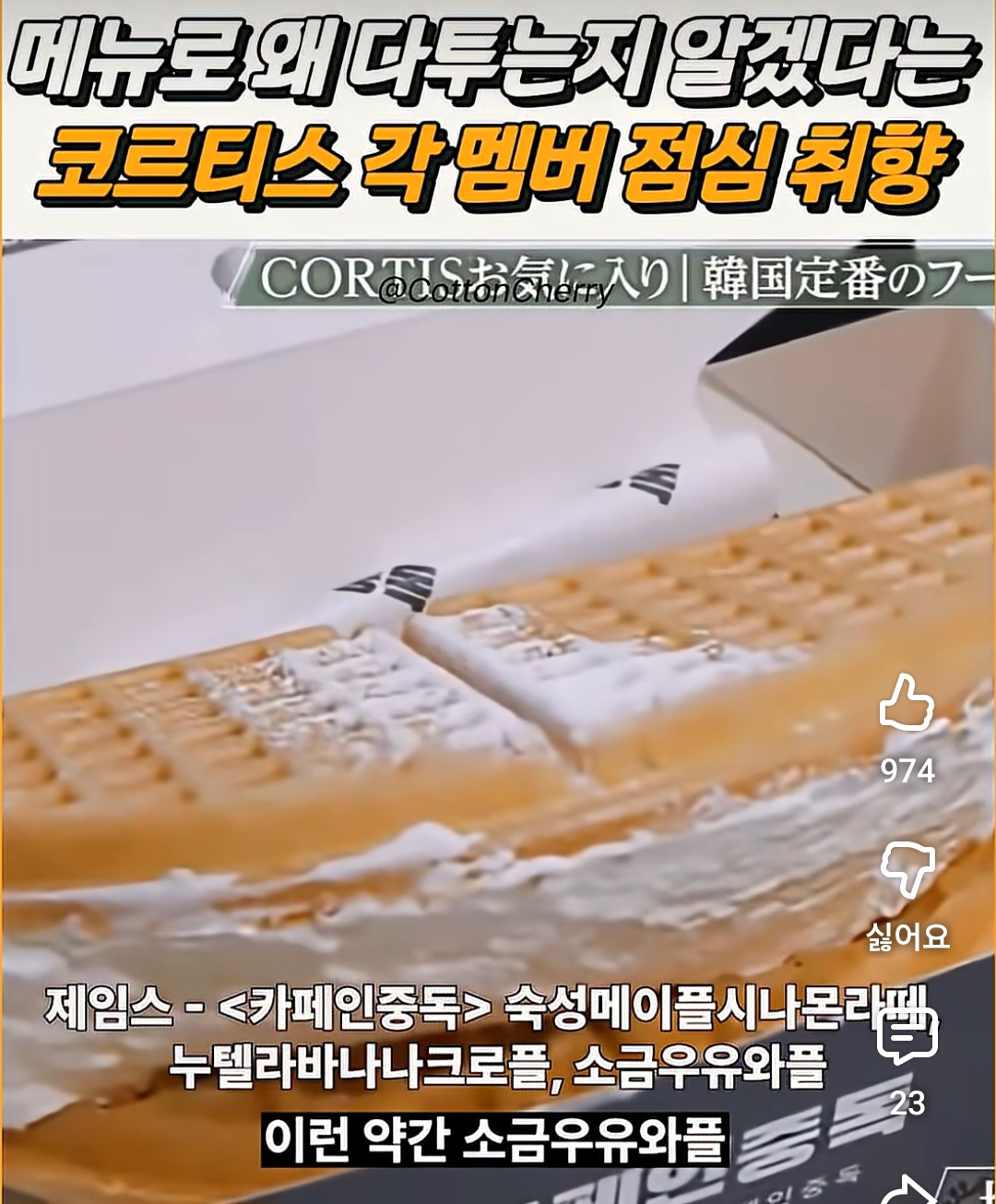 [잡담] 코르티스 점심취향이 약간 걸스나잇 메뉴같음ㅋㅋㅋ | 인스티즈