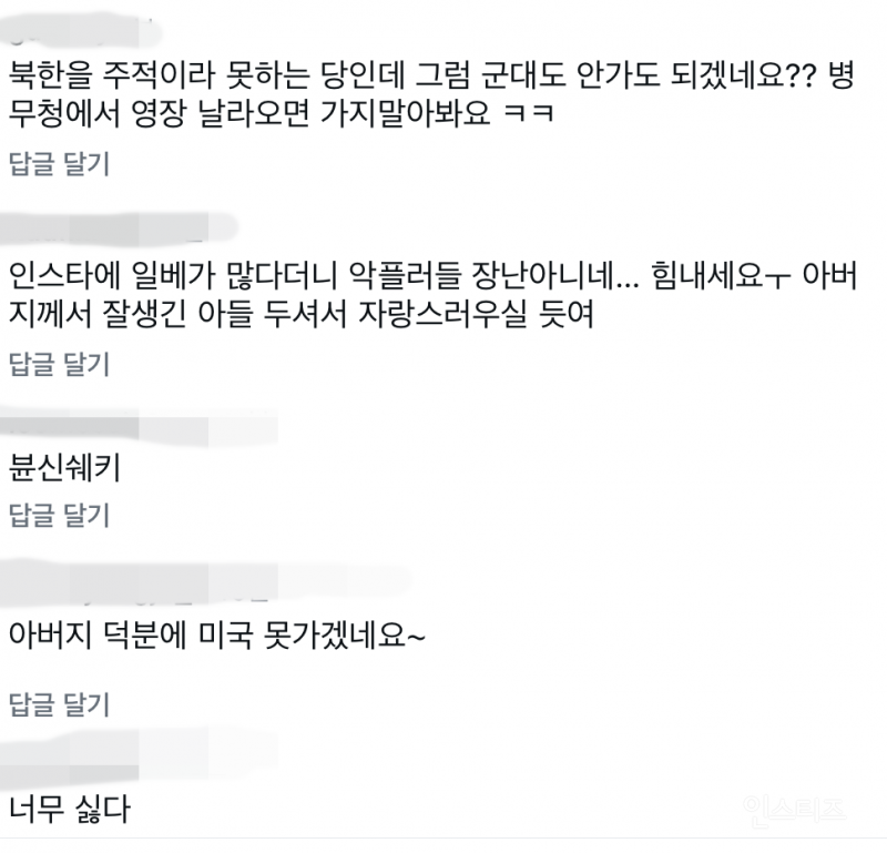 민주당 후보 아버지 도와드린다는 글에 달린 댓글 수준....JPG | 인스티즈