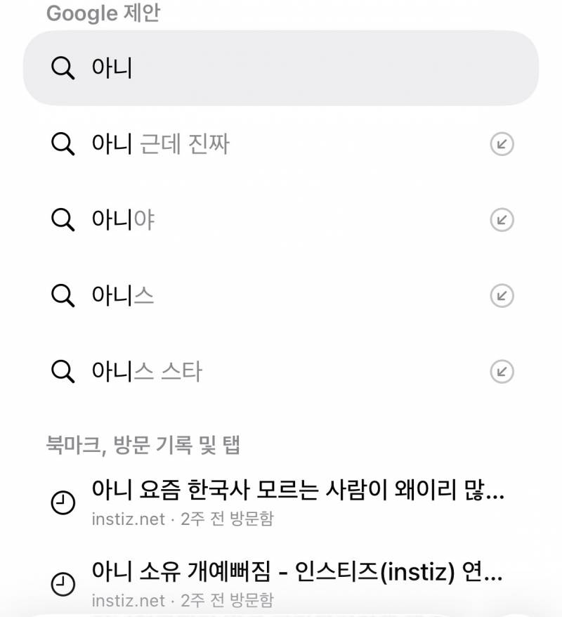 [잡담] 아이폰 주소창에 검색기럭 뜨는거 어떻게 없애?? | 인스티즈