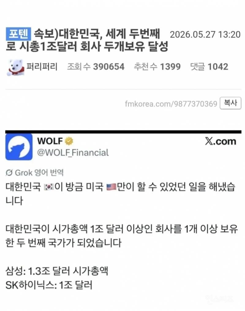 한국이 전세계 국가들 중에서 2번째로 달성한 것 | 인스티즈