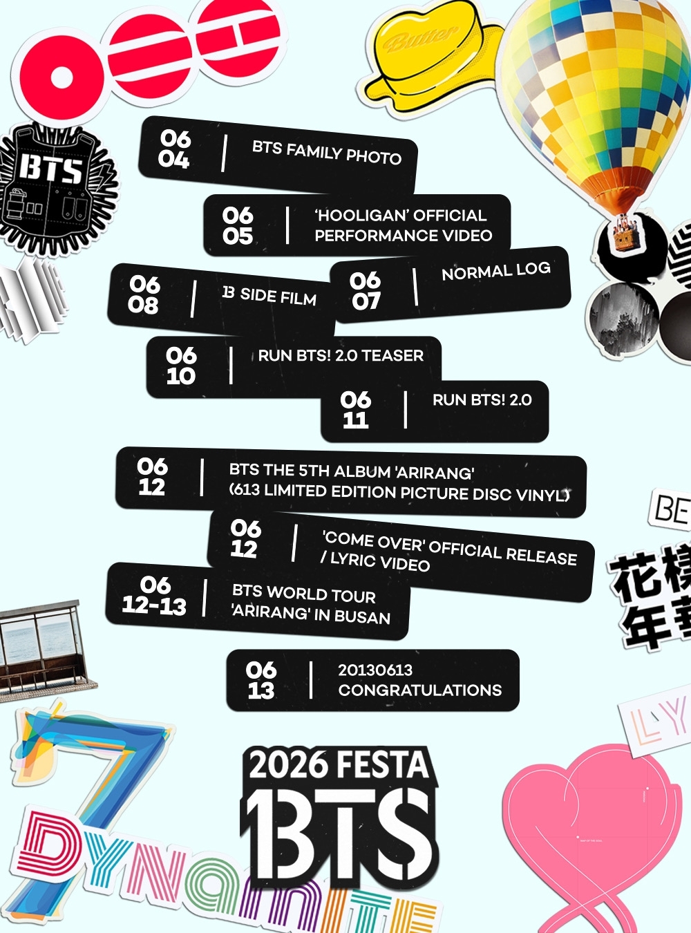 [정보/소식] BTS 데뷔일 축제 'BTS 페스타', 달려라방탄·신곡음원 공개 등 다채로워 | 인스티즈