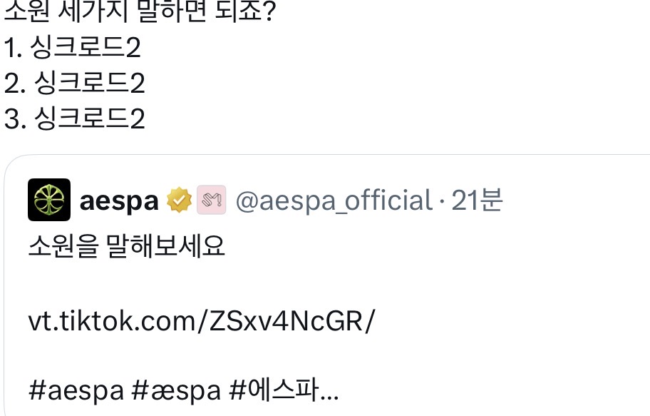 [잡담] 에스파 공계에 다들 진짜 소원 말하는중ㅋㅋㅋㅋㅋㅋㅋ | 인스티즈