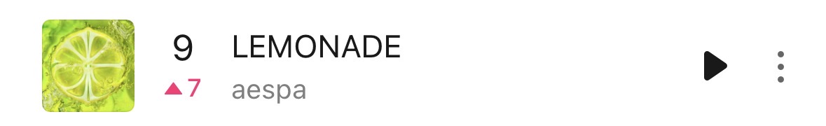 [정보/소식] 에스파 'LEMONADE' 멜론 일간 9위 (🔺7) | 인스티즈