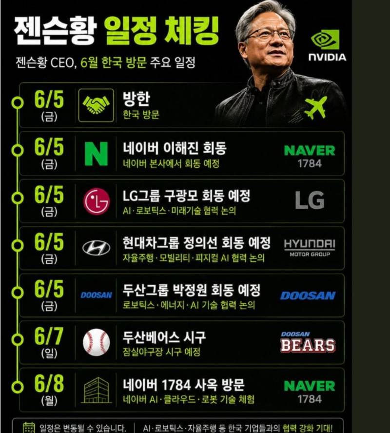 [잡담] 젠슨황일정 참고행 | 인스티즈