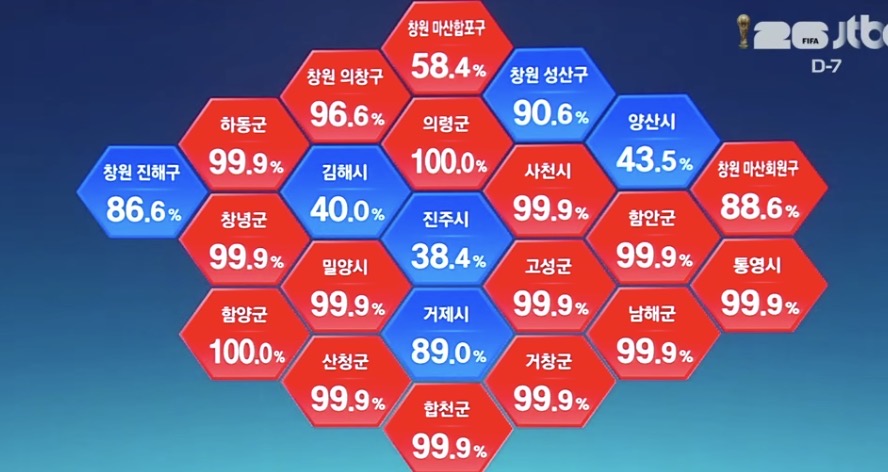 [잡담] 경남도지사 현재까지 우세지역 | 인스티즈