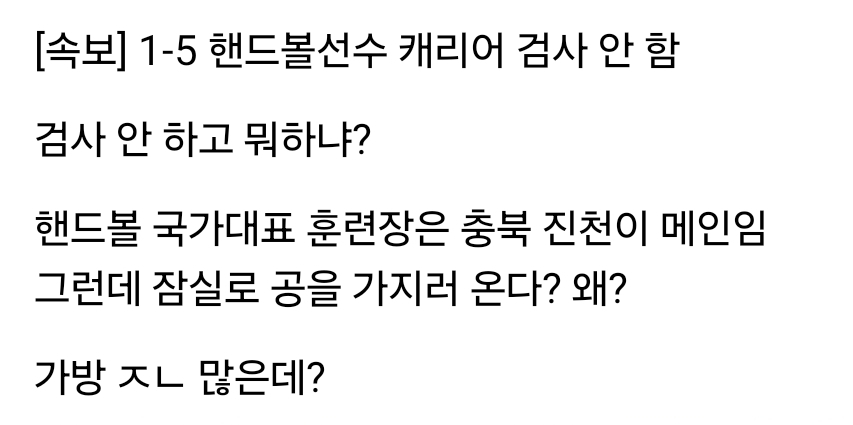 [정보/소식] 현재 극우들 근황 훈련장에 공 가지러온 여자 핸드볼 대표팀 짐검사 못했다고 난리중 | 인스티즈