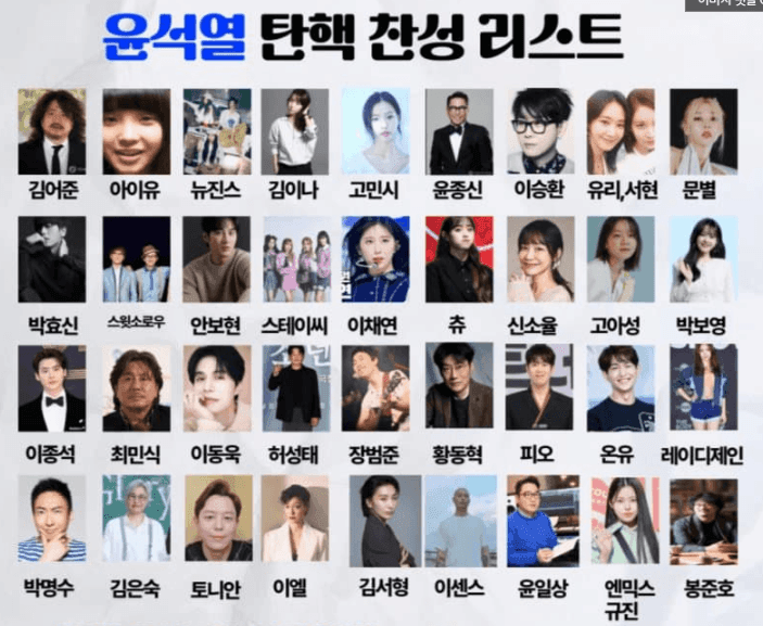 [정보/소식] 윤석열 탄핵 시위 지지한 연예인 리스트 | 인스티즈