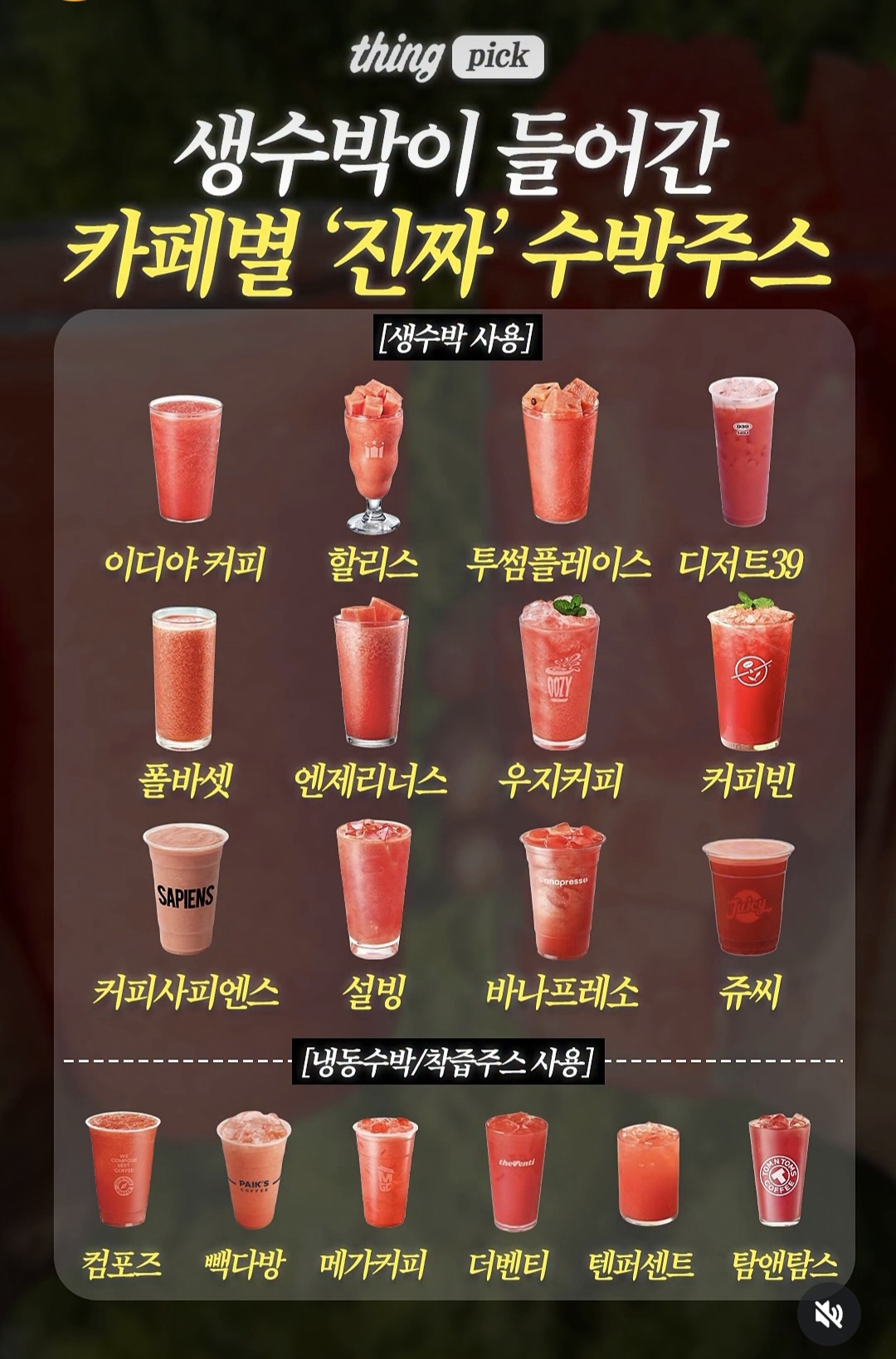 [정보/소식] 생수박 들어간 카페별 수박주스 | 인스티즈