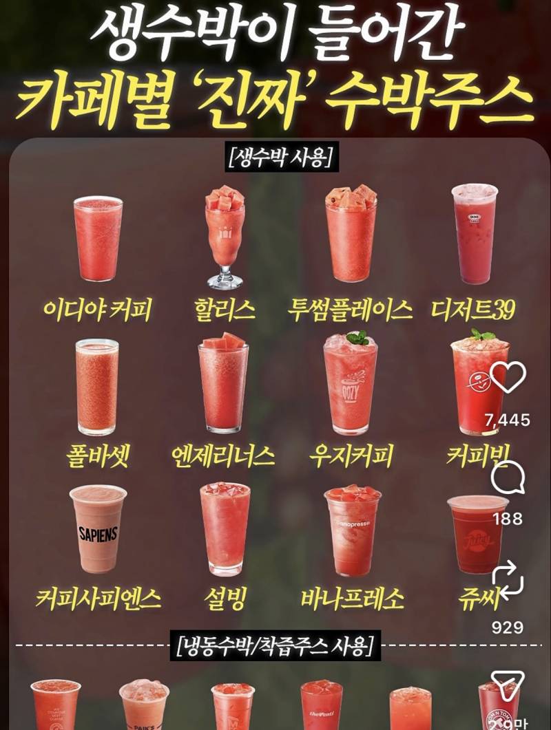 [잡담] 얘두라 프차 카페 중에 찐 수박주스 맛잇는데ㅜ어디야 사진도ㅠ잇어 | 인스티즈