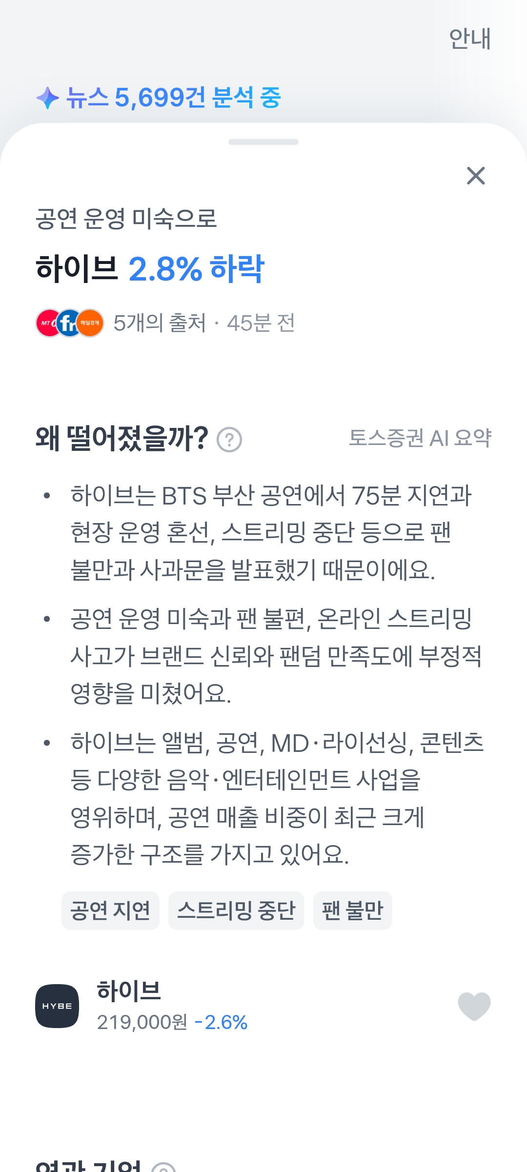 [잡담] 하이브 주가 떨어졌네 | 인스티즈