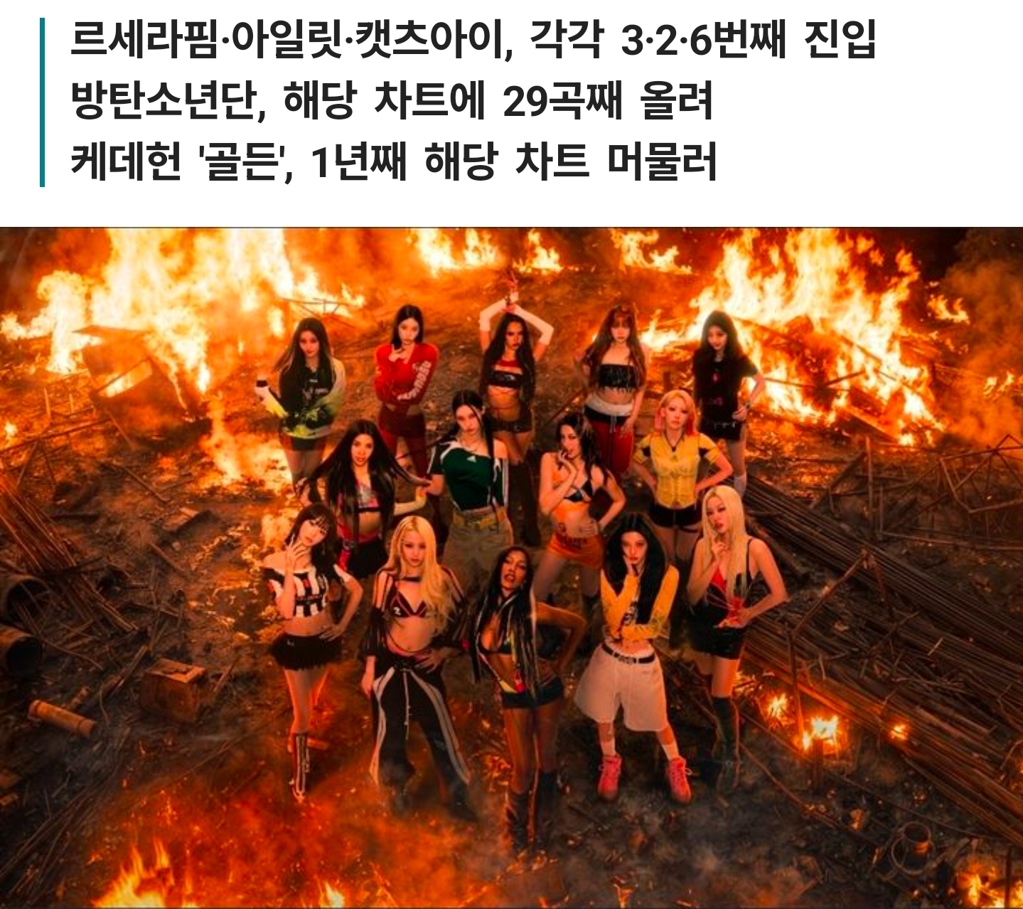 [정보/소식] 르세라핌·아일릿·캣츠아이, 英 싱글차트 22위…방탄소년단 '컴오버' 52위 | 인스티즈