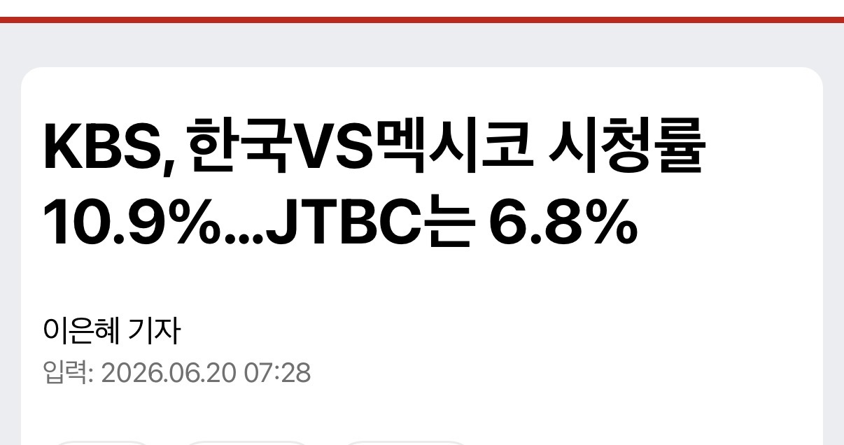 [정보/소식] 북중미 월드컵 한국 대 멕시코 전 시청률 | 인스티즈