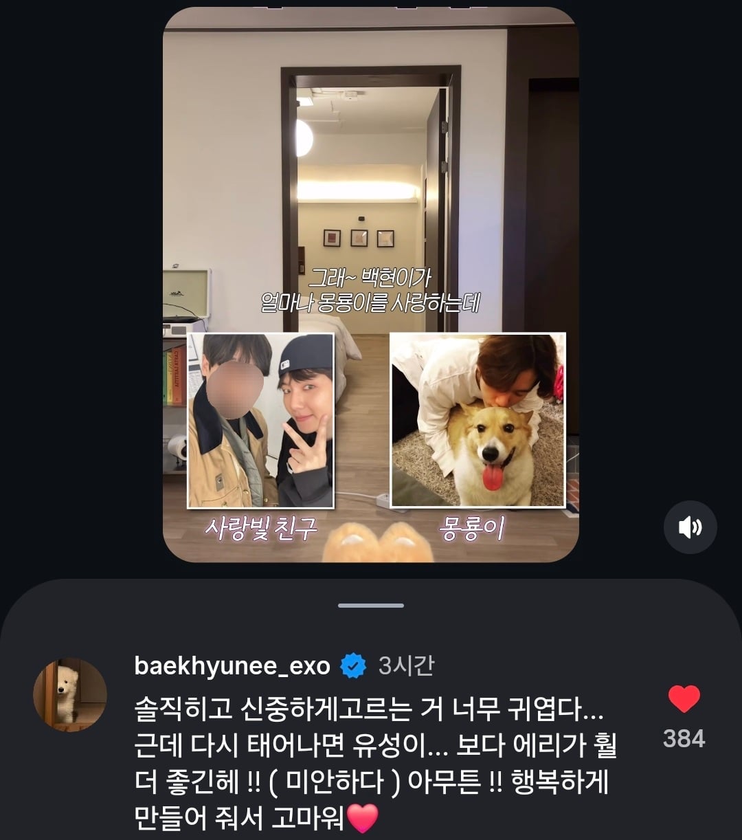 [잡담] 백현 인스타 팬 릴스에 댓글 달았어 🥺🥺 | 인스티즈