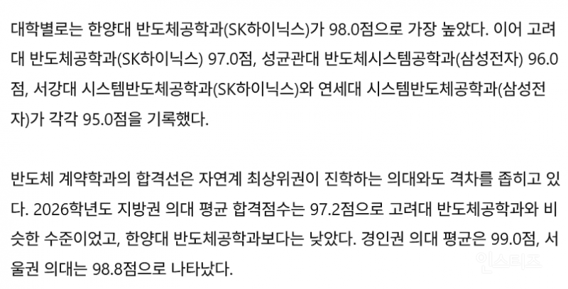 💥반도체 계약학과 입결 근황 | 인스티즈