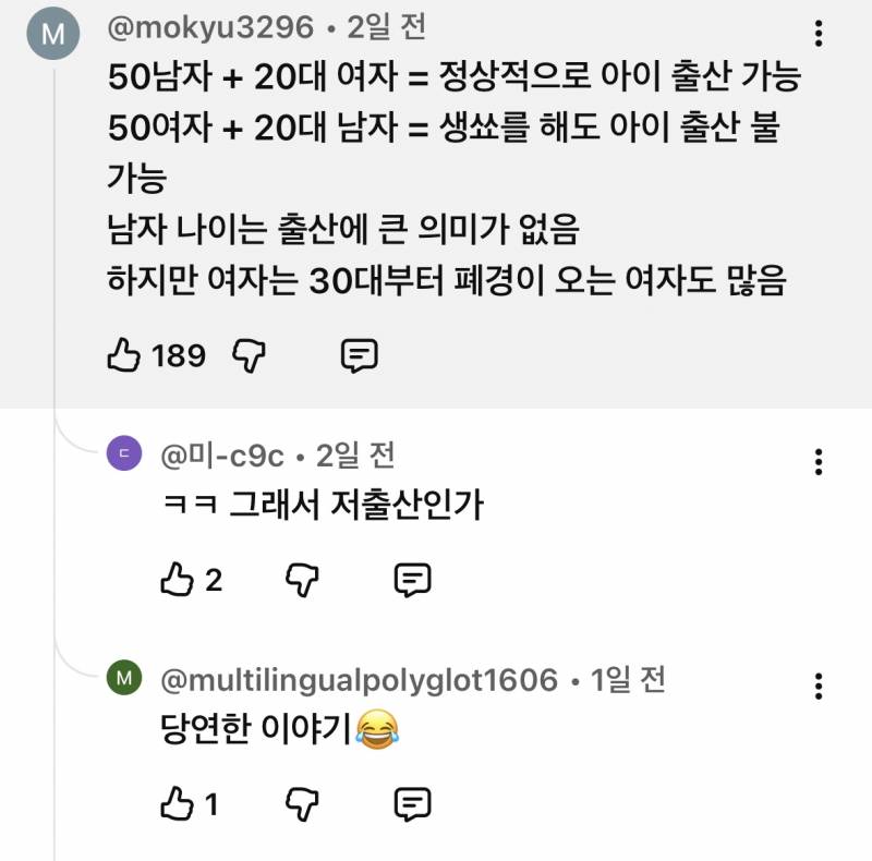 와 이거 봐;;;;; 40대이상 늙남이 20대 여자 만나는거 옹호하면서 30대 깎아내리는거 극혐;;;; (혐오주의) | 인스티즈
