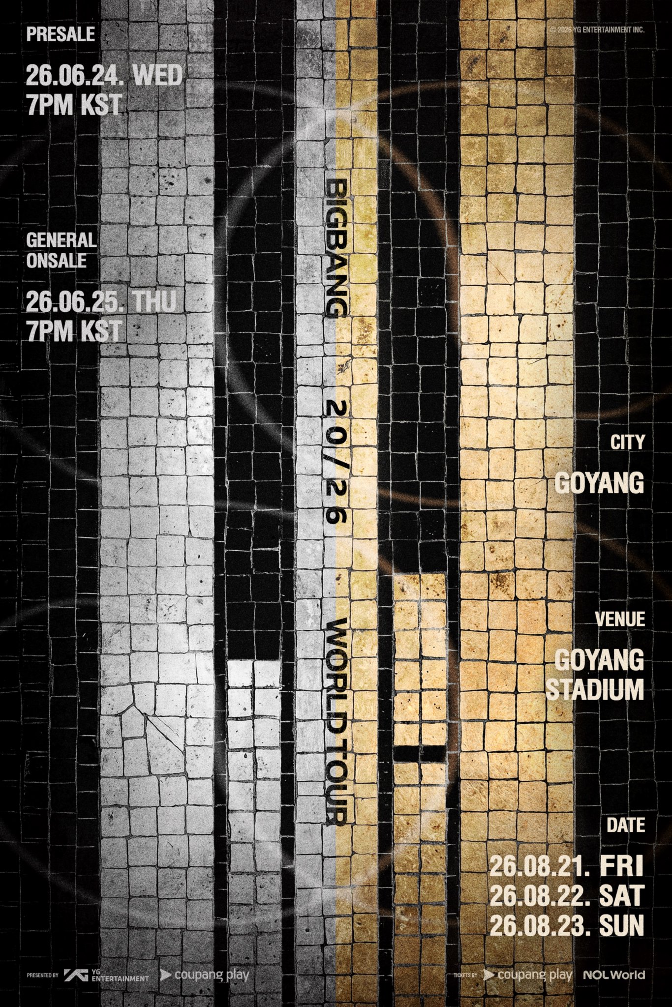 [정보/소식] 빅뱅 2026 월드투어 IN 고양 1 DAY 'TIL PRESALE | 인스티즈