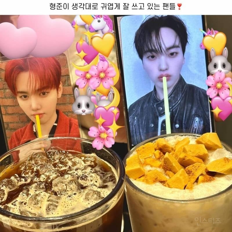 팬들의 카페 예절샷을 위해 어느 아이돌이 생각해낸 빨대 포카 | 인스티즈