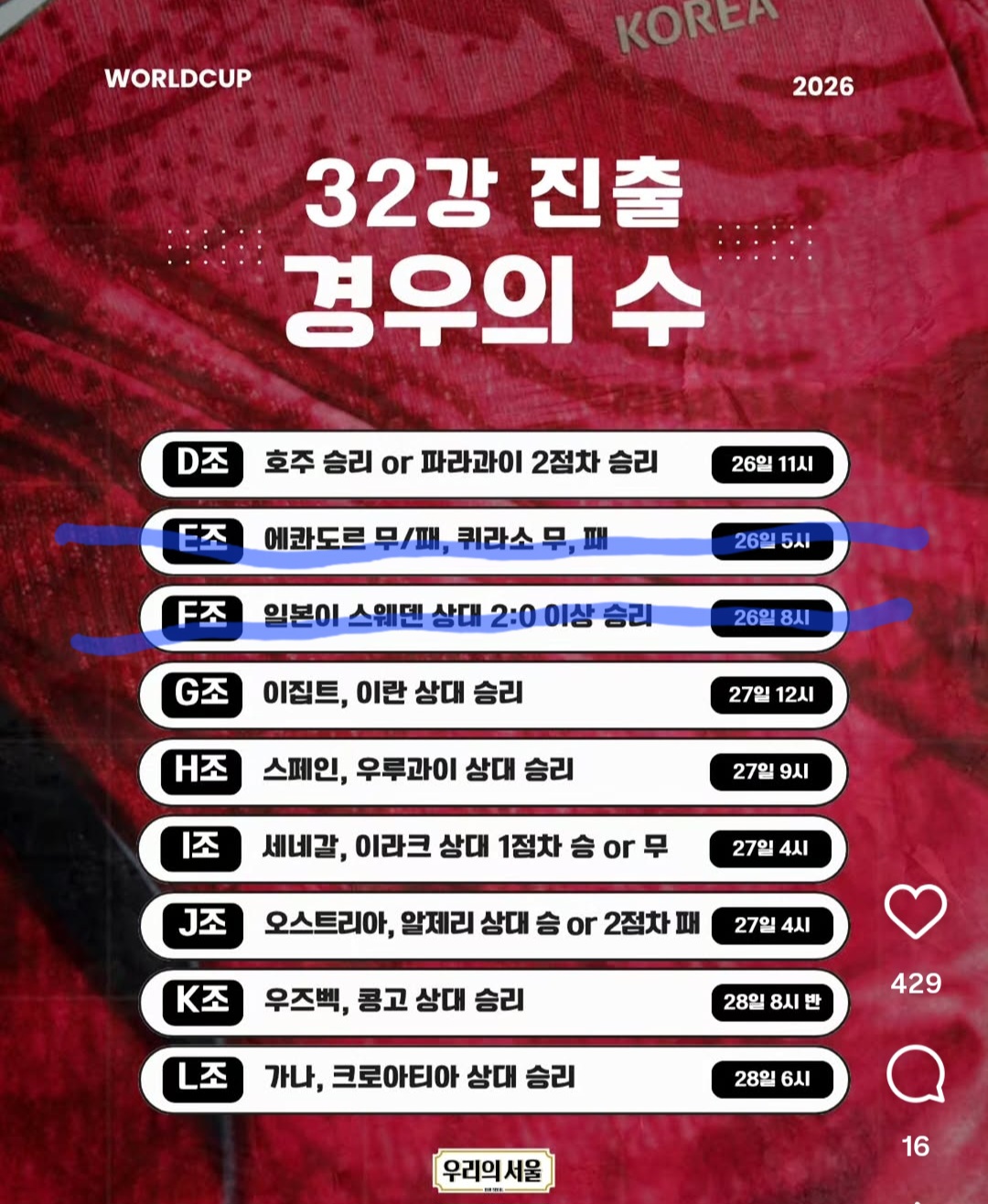 [정보/소식] 남은 경우의 수 경기 일정 | 인스티즈