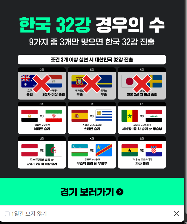 [잡담] 치지직에서 월드컵 32강 진출 빙고판 만들어줌 ㅋㅋㅋㅋㅋㅋㅋㅋ | 인스티즈