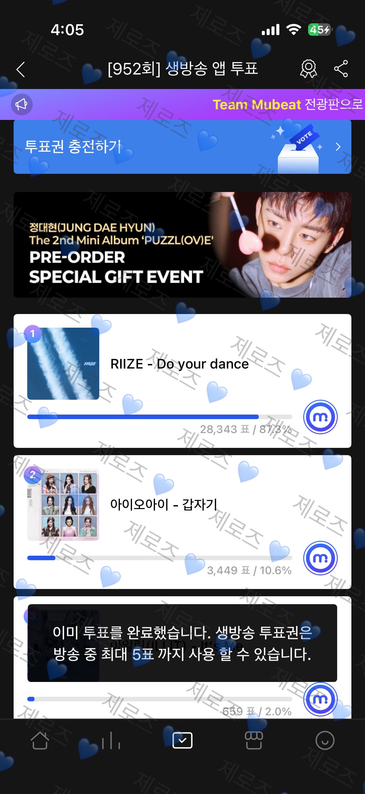 [잡담] 제로즈 라이즈 투표완료 💙🧡 | 인스티즈