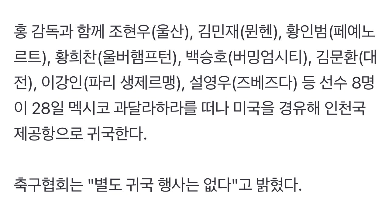 [정보/소식] 홍명보랑 같이 귀국 하는 선수 명단 | 인스티즈