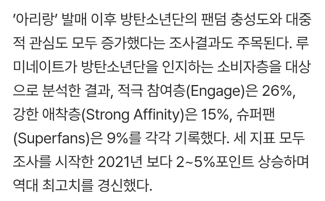 [정보/소식] 방탄 스트리밍 청취자 대중 일반팬 코어팬 비율(luminate data) | 인스티즈