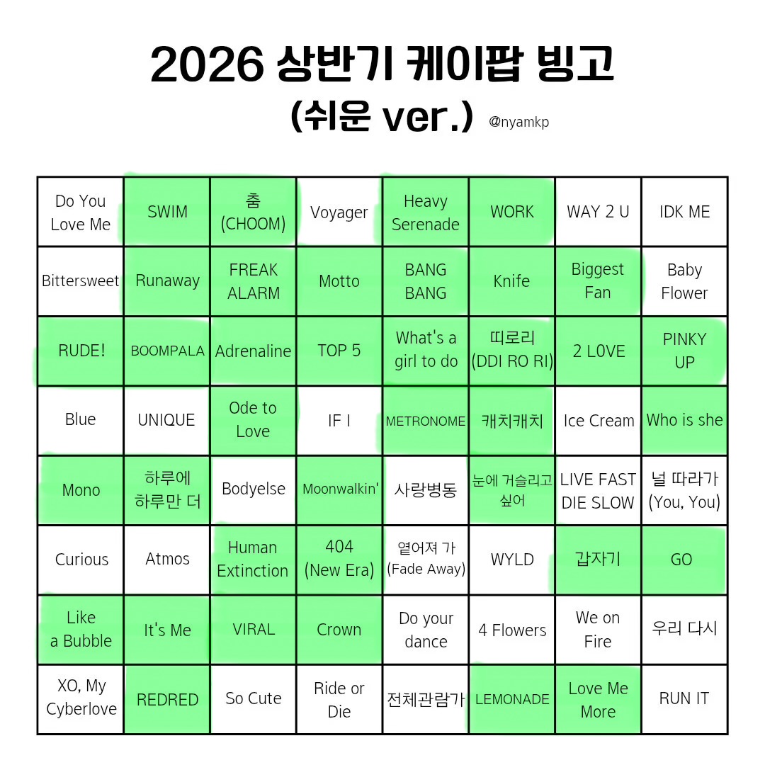 [잡담] 상반기 케이팝 빙고 나도 해봤엉 | 인스티즈