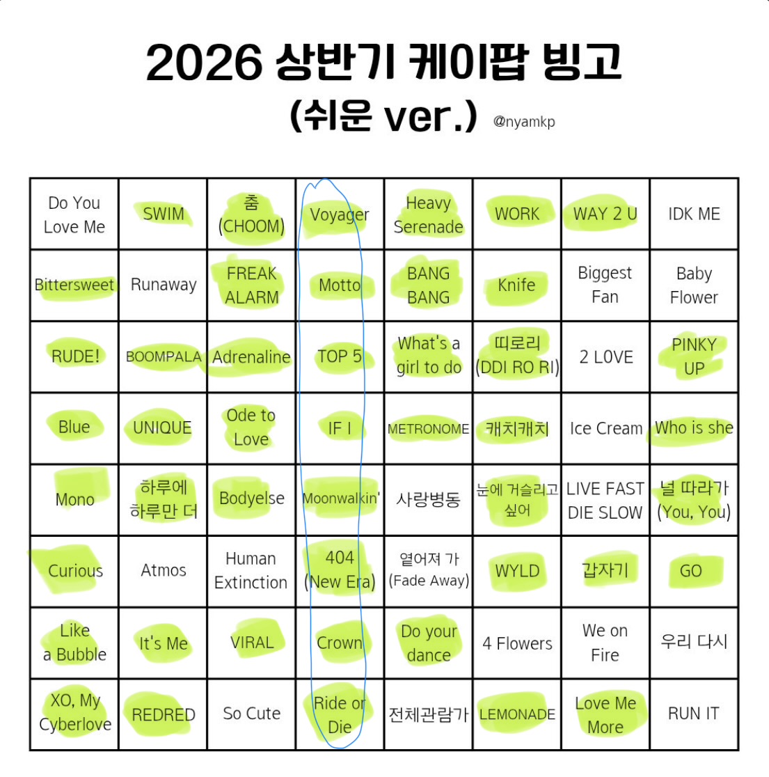[잡담] 나도 상반기 케이팝 빙고해봤다..... | 인스티즈