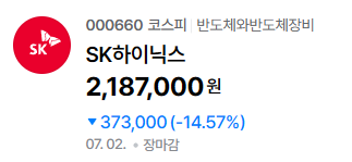 [잡담] 하이닉스 6월~7월 주가 추이 + 7월 2일 종가 | 인스티즈