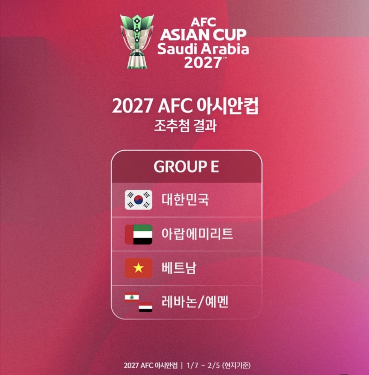 [정보/소식] 2027 아시안컵 조추첨 결과 | 인스티즈