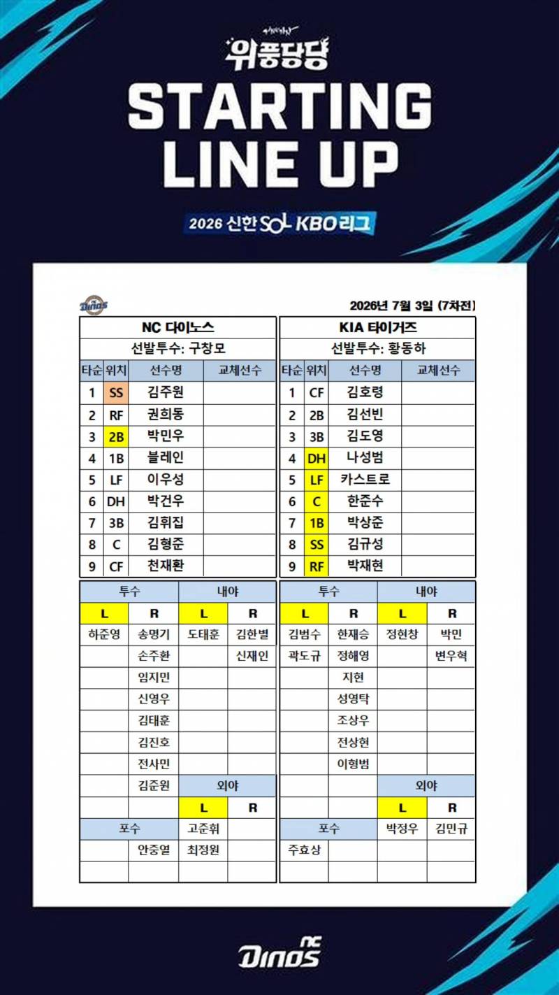 [알림/결과] 7/3 라인업 | 인스티즈