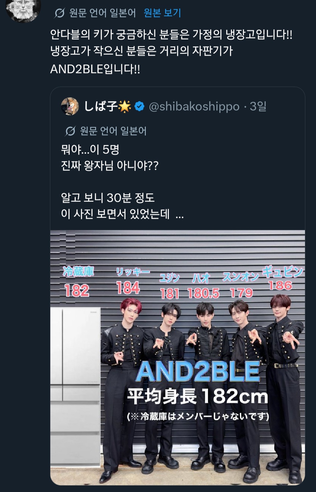 [잡담] 앤더블 일본에서 장신그룹으로 바이럴되는거 | 인스티즈