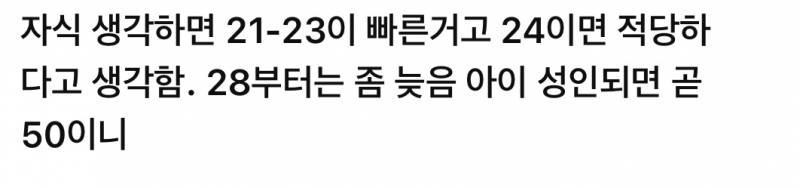 이거 80년대 기준 아님? 대졸 24 25면 결혼 빠른거 맞는데 | 인스티즈