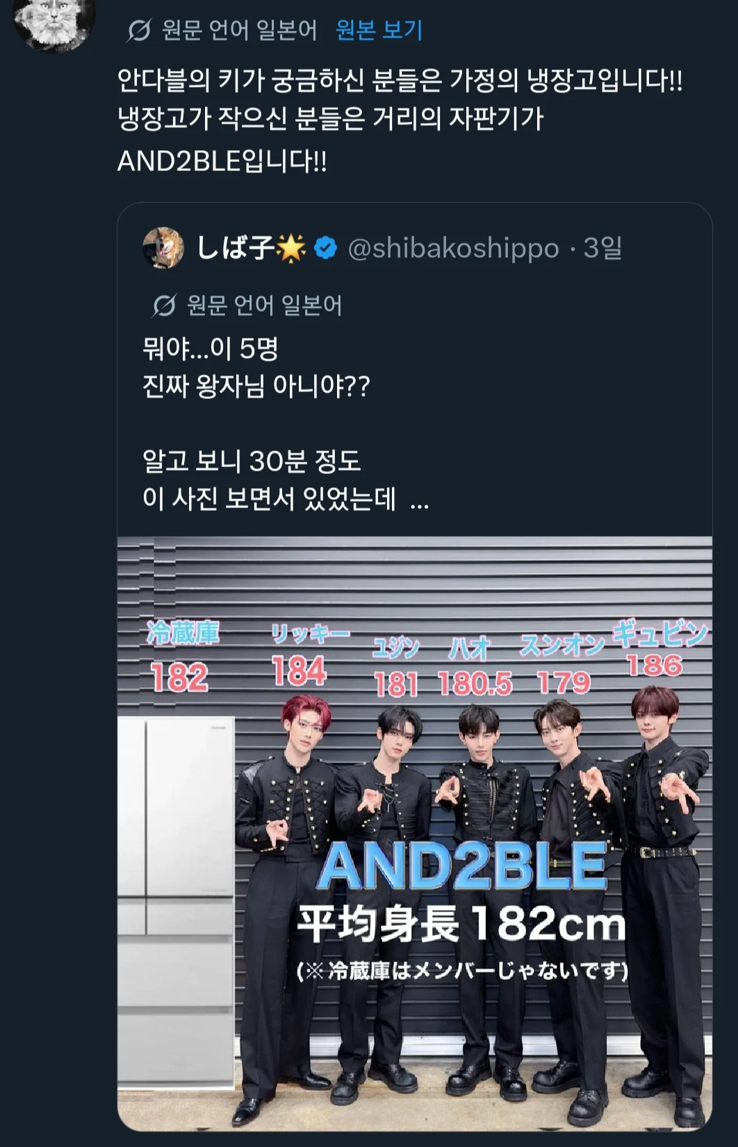 [잡담] 앤더블 일본에서도 평균키+비주얼로 먹힘 | 인스티즈