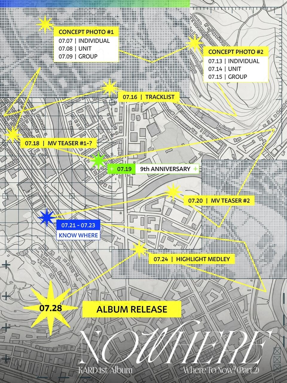 [정보/소식] 카드, 정규 1집 스케줄러로 컴백 여정 시작…28일 'NOWHERE' 발매 | 인스티즈