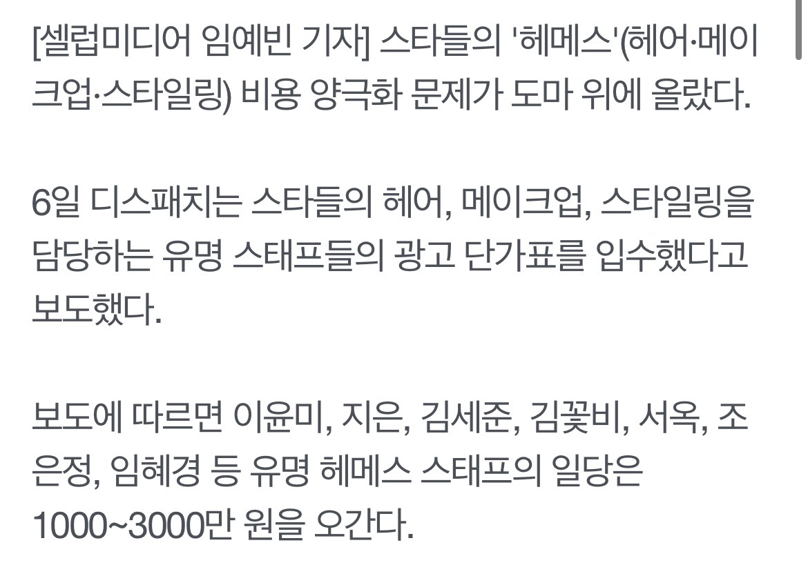 [마플] 연예인들 유명헤메스 단가비용 진짜 쎄구나.. | 인스티즈