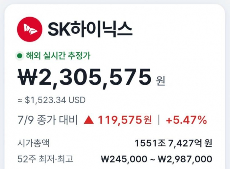 [잡담] SK하이닉스 바이낸스 2,300,000원 돌파 | 인스티즈