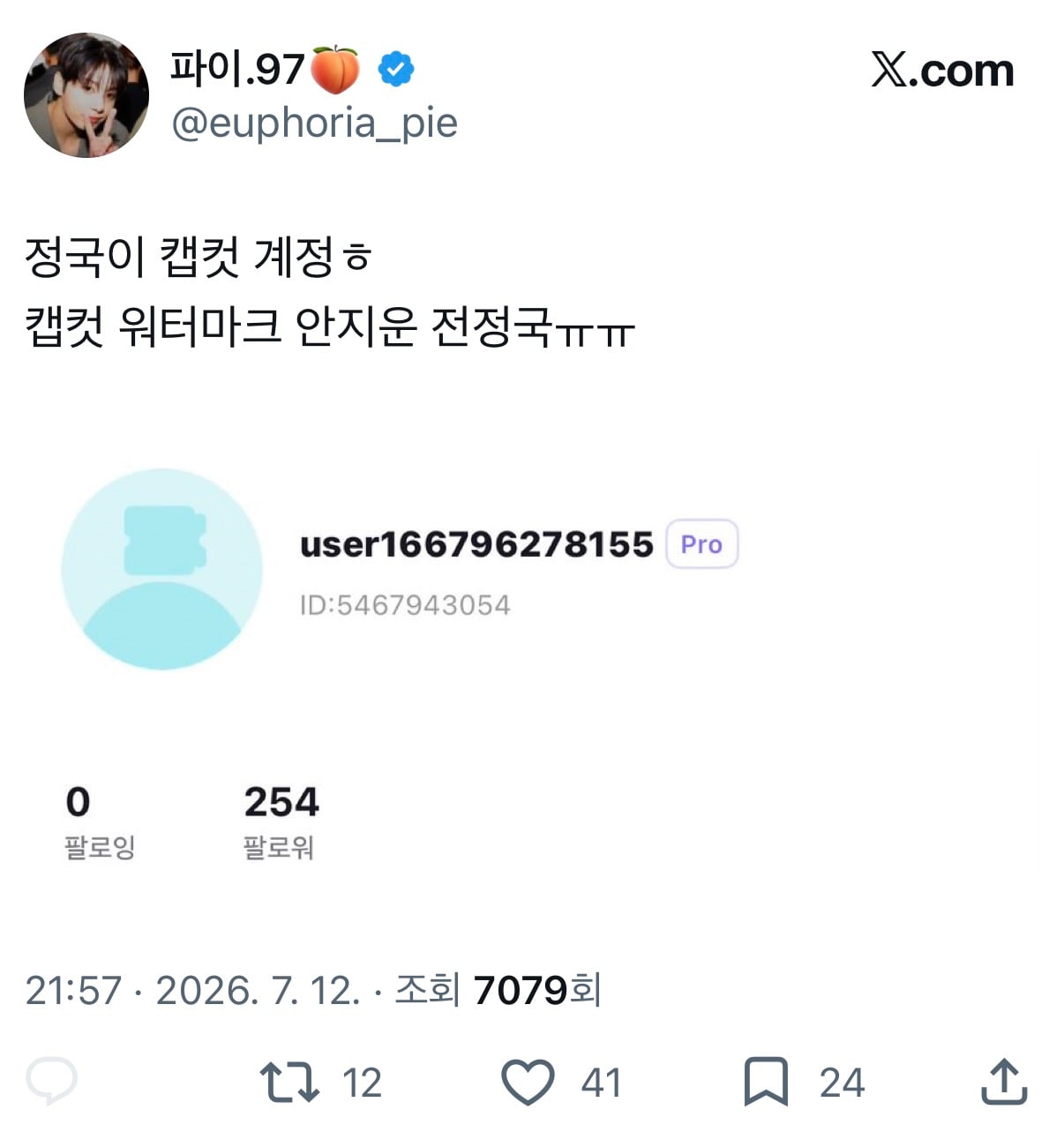 [마플] 정국 정병 ㄹㅇ 대단하네.... (아이디사칭) | 인스티즈