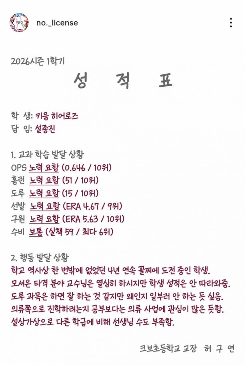 [잡담] 2026시즌 전반기 10개 구단 성적표 | 인스티즈