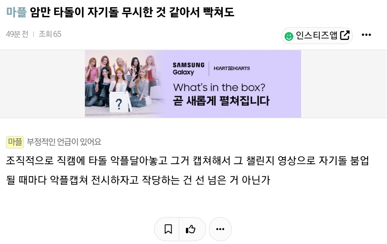 [마플] 보넥도팬들 큰방에서 돌 안패고 다 팬코 ㅁㄱ한다는거 | 인스티즈