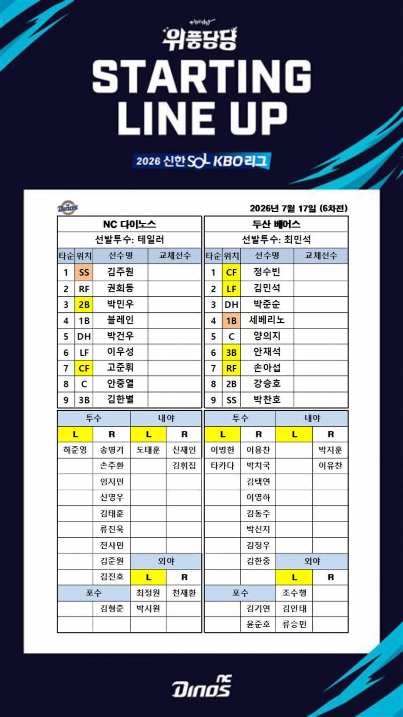 [알림/결과] 7/17 라인업 | 인스티즈