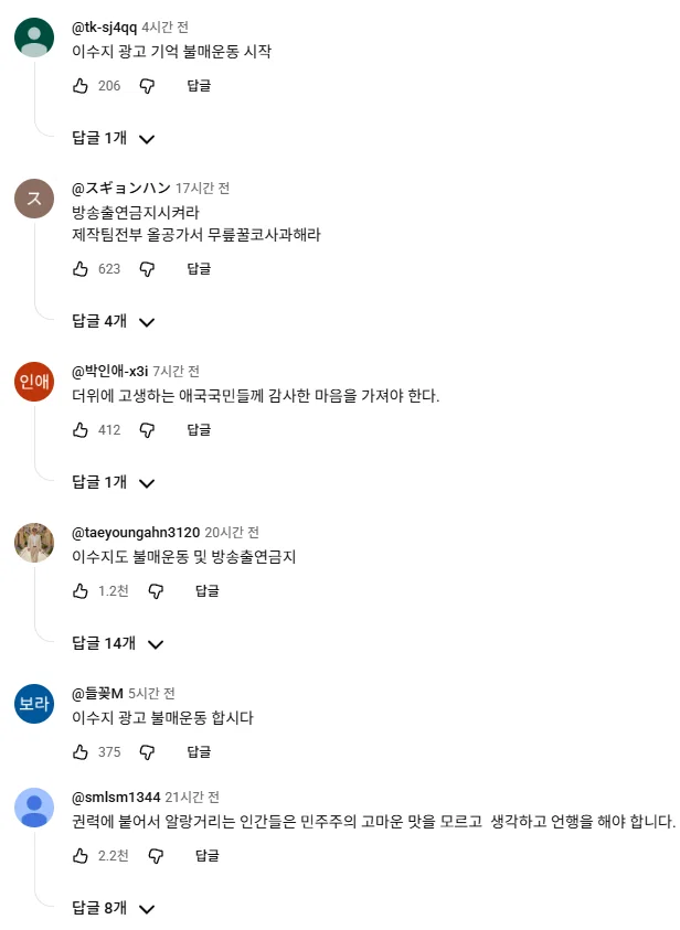극우들이 한다는 이수지 불매운동 | 인스티즈