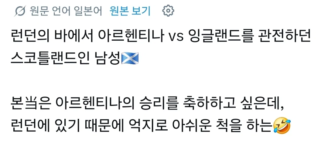 런던에서 잉글랜드:아르헨티나 경기를 본 스코틀랜드 사람 | 인스티즈