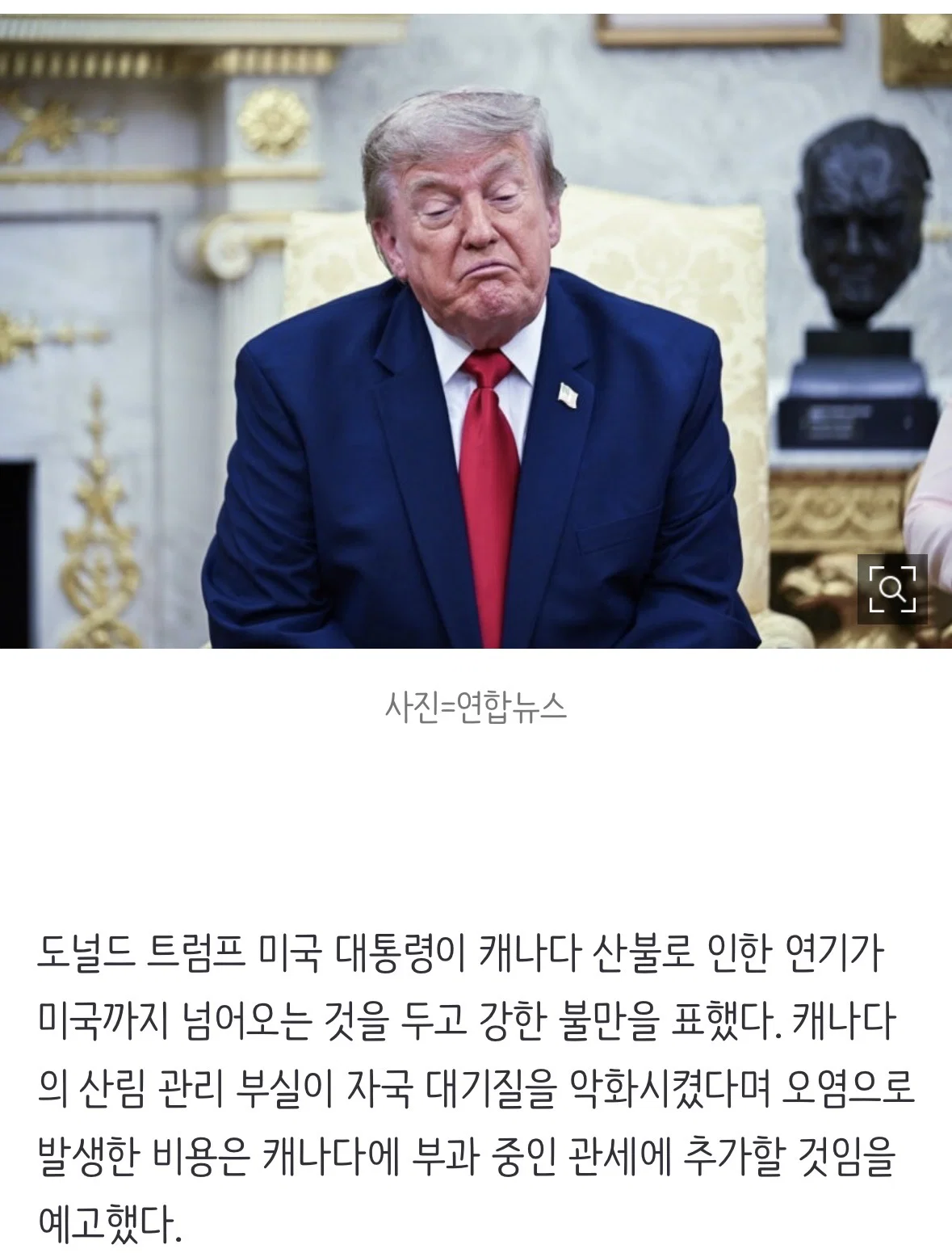 트럼프, "美 넘어오는 캐나다 산불연기에 관세 매길 것” | 인스티즈