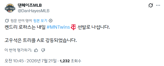 [정보/소식] 속보) 고우석 마이너로 강등 ㄷㄷㄷㄷㄷㄷㄷㄷㄷ | 인스티즈