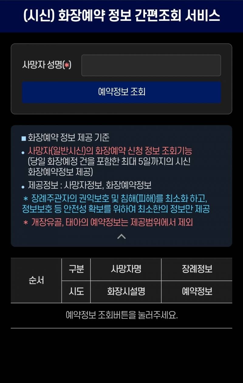 [잡담] 시신 화장 예약 서비스 조회는 왜 있는거야? | 인스티즈