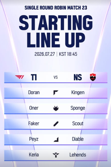 [잡담] [2026 LoL KeSPA Cup] MATCH 23 T1 vs NS 달글 | 인스티즈