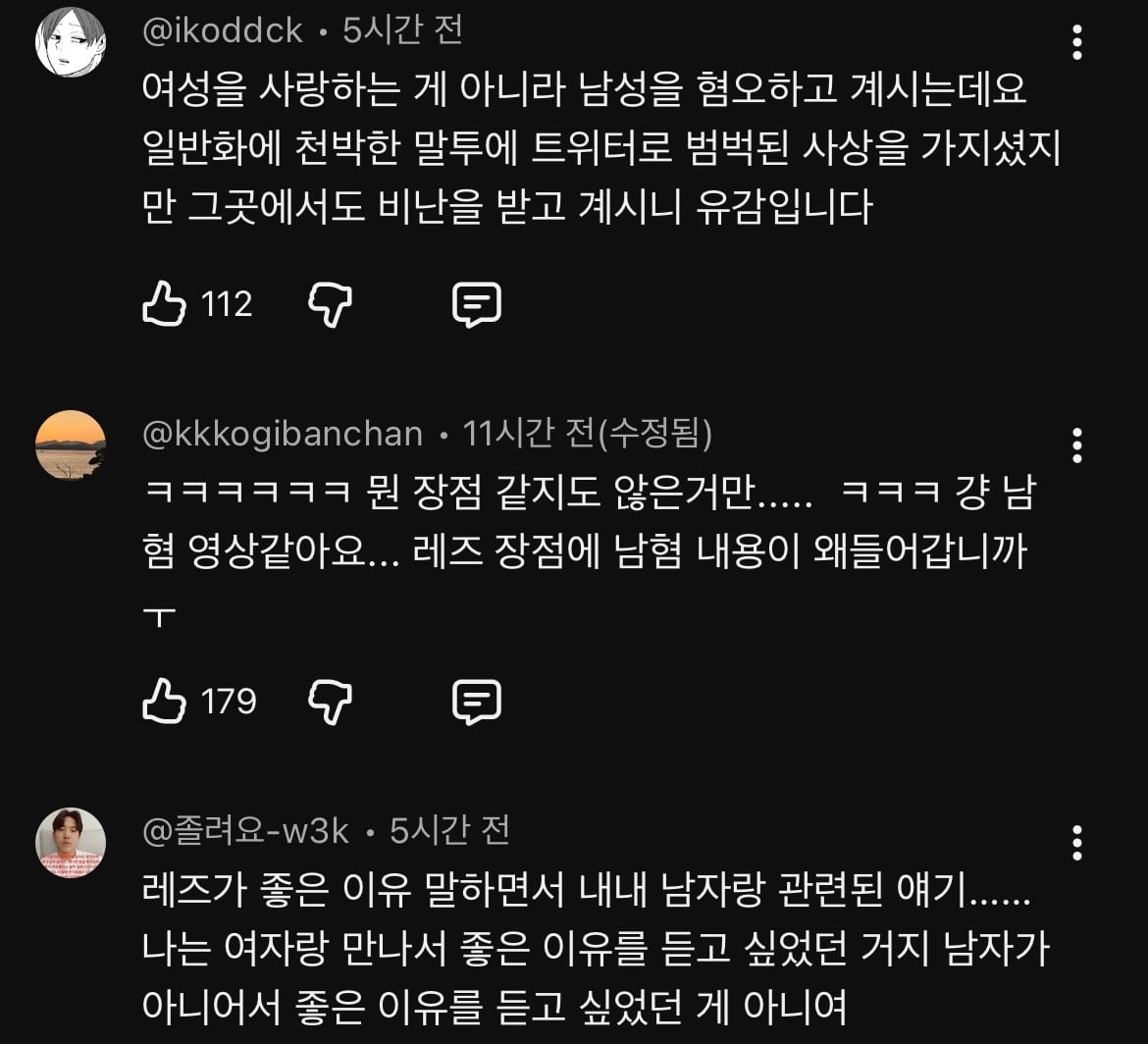 현재 댓글 반응 난리난(n) 유튜버 곽혈수 레즈비언 유튜브 | 인스티즈