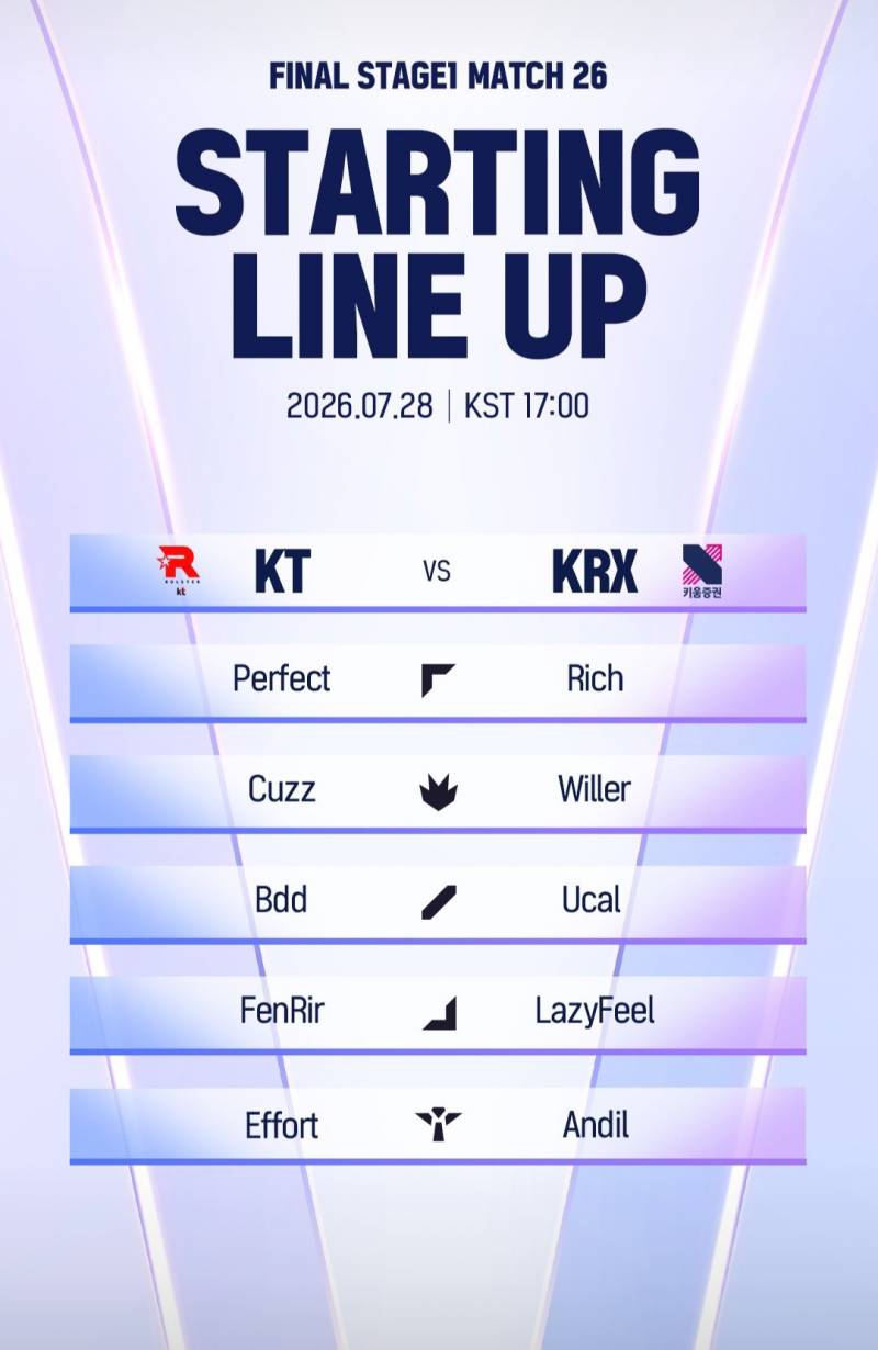[잡담] 케스파컵 kt vs KRX 라인업 | 인스티즈