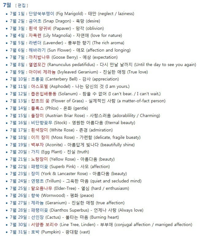 생일 날짜별 탄생화 의미.jpg | 인스티즈